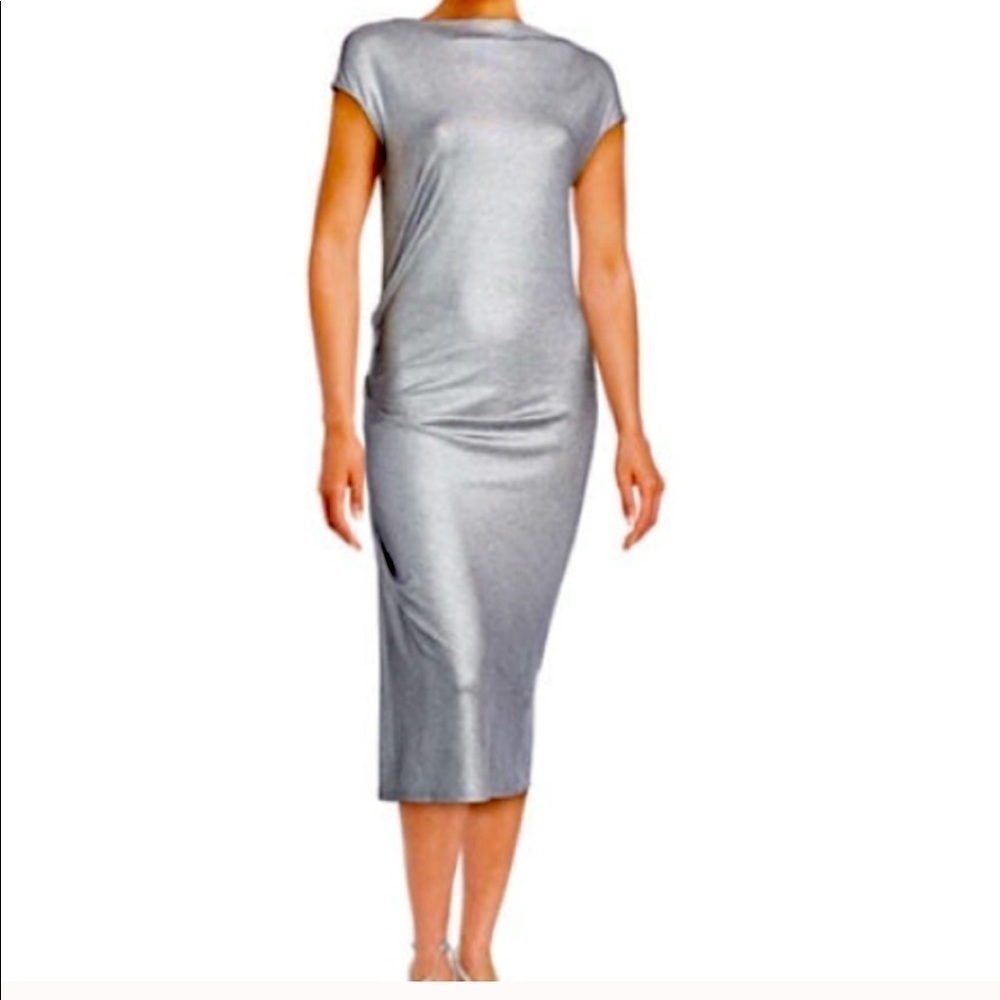 Ruched metallic Column dress